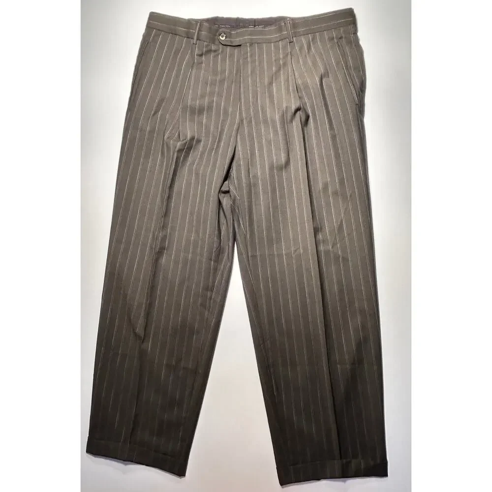 Hugo Boss Vintage Made in USA Men’s Black Pinstripe Wool Suit 46L 40x30